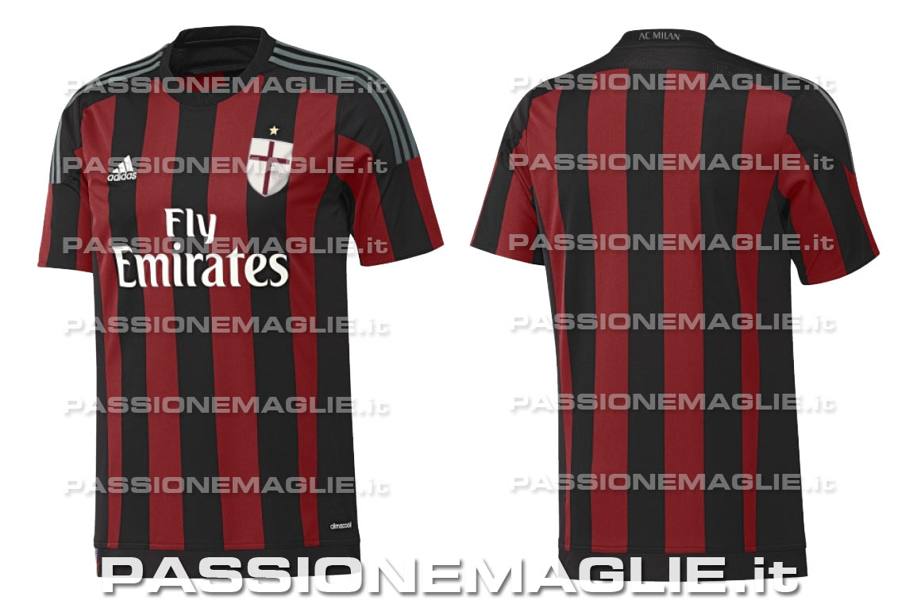 La maglia del Milan 2015-16: secondo l&#39;anteprima di passionemaglie.it si dovrebbe tornare alle tradizionali strisce larghe